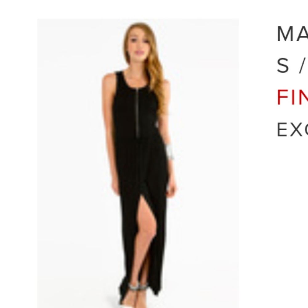 Tobi maxi dress with front zipper detail and slit